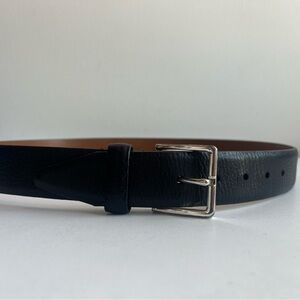 Nordstrom Men’s Shop Black Leather‎ Belt Size 36 Classic Silver Buckle